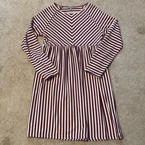 Jodifl burgundy and white striped dress
